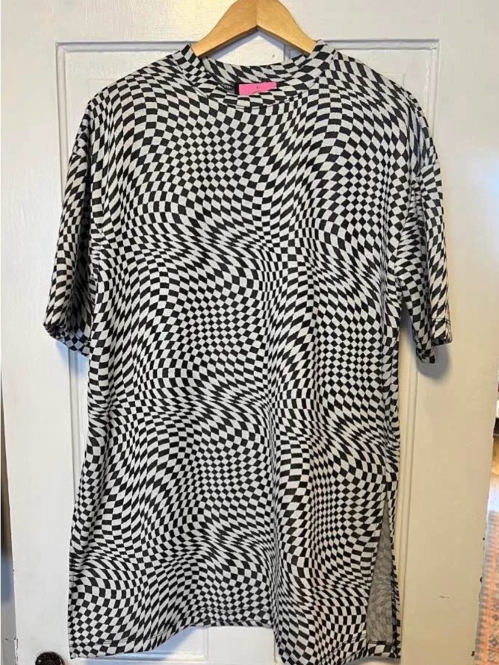 Lala’s Black & White Optical Wave Checker Dress
